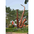 Art déco riproduzioni métal artisanat bronze saxophone sculpture pour jardin